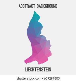 Liechtenstein map in geometric polygonal,mosaic style.Abstract tessellation,modern design background,low poly. Vector illustration.