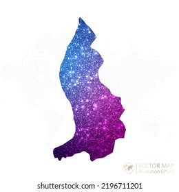 Liechtenstein map in geometric wireframe blue with purple polygonal style gradient graphic on white background. Vector Illustration Eps10.