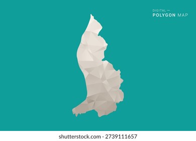 Liechtenstein Map - Green and Gray Polygon Vector Illustration, Low Poly Geometric Design with Clean Minimal Style on Solid Background for Infographic Use.