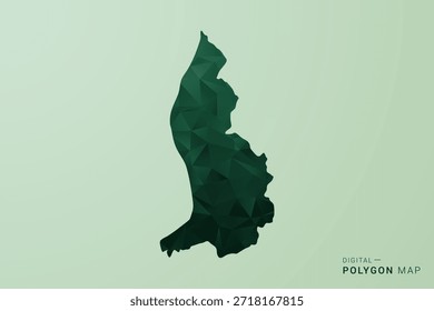 Liechtenstein Map - Green Polygon Style Vector Illustration, Low Poly Geometric Design with Clean Silhouette on soft green Background.