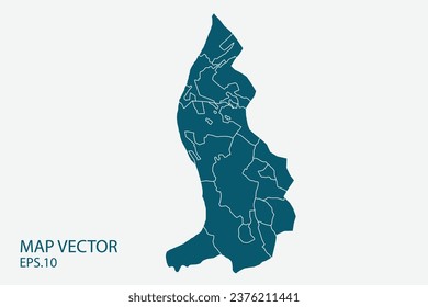 Mapa de Liechtenstein Alto detalle sobre el fondo blanco. Resumen de la ilustración vectorial de diseño eps 10
