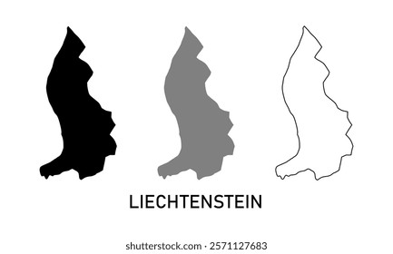 LIECHTENSTEIN map in outline style, black color , gray color	