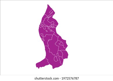 Liechtenstein Map pink Color on White Backgound