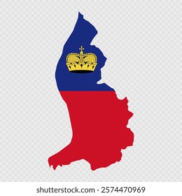 Liechtenstein map silhouette with flag.