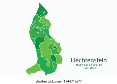 Liechtenstein map. Vector eps10. green color. on white backgrounds.