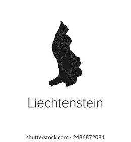 Liechtenstein Map Vector Illustration - Silhouette, Outline, Liechtenstein Travel and Tourism Map