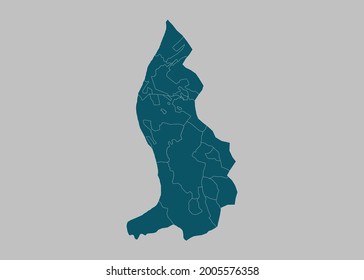 Liechtenstein map vector,isolated ocean blue color on gray background