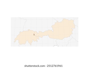 Mapa do Liechtenstein na Europa Ocidental: Ilustração do Microestado Europeu - Fronteiras com as Nações Vizinhas