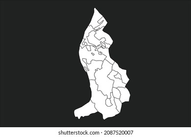 Liechtenstein map White Color on black Background
