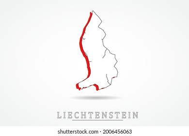 Liechtenstein Map - World Map International vector template with red and outline graphic sketch style isolated on white background - Vector illustration eps 10