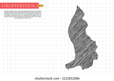 Liechtenstein Map - World Map International vector template with black outline graphic sketch and old school style isolated on white grid background - Vector illustration eps 10
