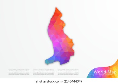 Mapa de Liechtenstein - Mapa Mundial Plantilla vectorial internacional con estilo de polígono y gradiente colorido aislado en fondo blanco para sitio web, diseño, infografía - Ilustración vectorial eps 10