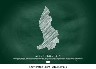Mapa de Liechtenstein - Mapa Mundial Plantilla vectorial internacional con esbozo blanco de dibujo gráfico y estilo de escuela antiguo aislado en el fondo del tablero verde - Ilustración vectorial 10