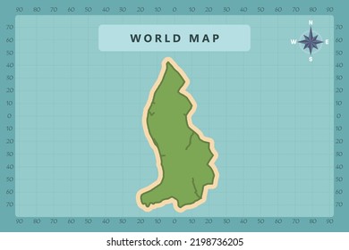 Mapa de Liechtenstein - Mapa Mundial Plantilla vectorial internacional Alto detalle con color verde y crema aislado en fondo azul incluyendo icono de la rosa de la brújula - Ilustración vectorial eps 10
