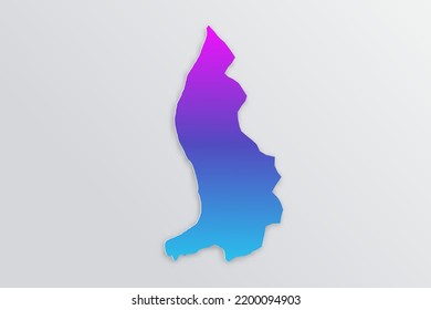 Liechtenstein Map- World map International vector template with 3D, paper style including shadow and Gradient blue, purple color on grey background for design, infographic - Vector illustration eps 10