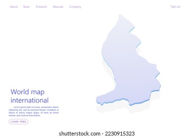 Liechtenstein Map - World map International vector template with isometric style including shadow, purple and blue color isolated on white background for design, website - Vector illustration eps 10