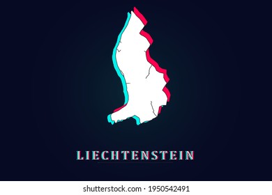 Liechtenstein Map - World map vector template with Unique Design Abstract Digital Glitch and 3d  including blue, red and white color isolated on dark background - Vector illustration eps 10