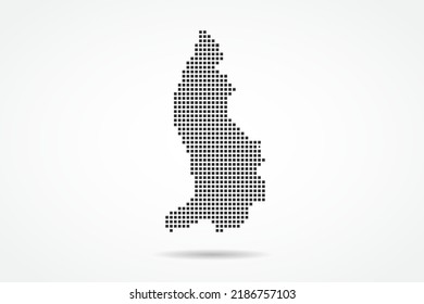 Liechtenstein Map - World map vector template with Black pixel, grid, grunge, halftone style isolated on white background for education, infographic, design, banner - Vector illustration eps 10