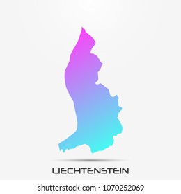 Liechtenstein map,border with pink and turquoise gradient. Vector illustration