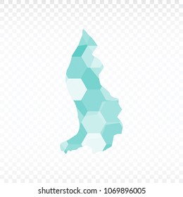 Liechtenstein map-Polygonal map is made of colorful hexagons using the gradient method. On a plain background. Vector illustration eps 10.