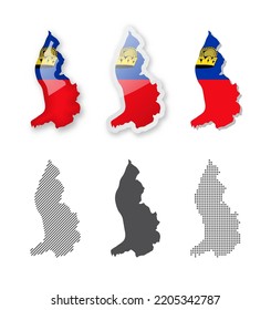 Liechtenstein - Maps Collection. Six maps of different designs. Set of vector illustrations