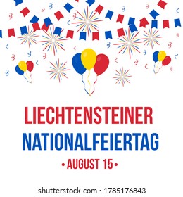 Liechtenstein National Day lettering in German. Liechtenstein Independence Day typography poster. Vector template for banner, flyer, sticker, greeting card, postcard, etc.