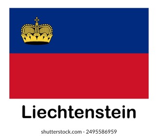 Liechtenstein national flag. Banner, state symbol, flagpole.