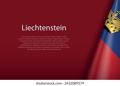 Liechtenstein national flag isolated on dark background with copyspace