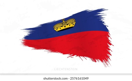 Liechtenstein National Flag with Textured Brush Strokes. Artistic Brush Stroke Design.