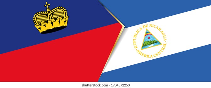 Banderas de Liechtenstein y Nicaragua, dos banderas vectoriales símbolo de relación o enfrentamiento.