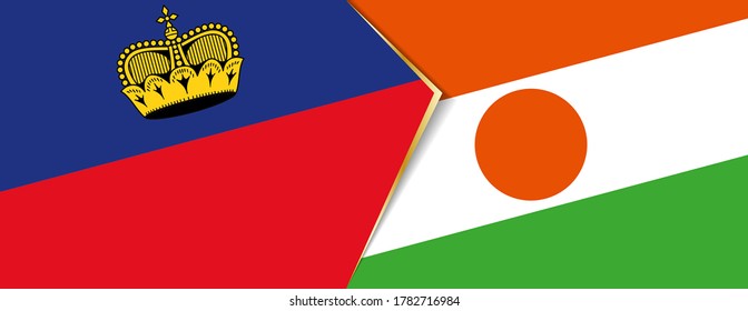 Liechtenstein and Niger flags, two vector flags symbol of relationship or confrontation.
