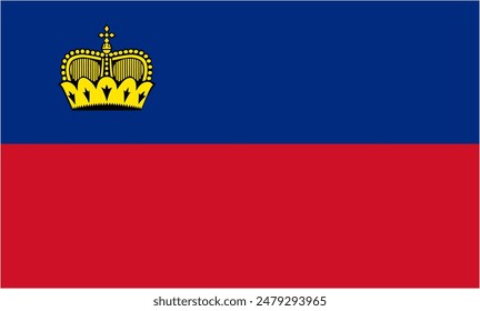 Liechtenstein official flag vector with standard size and proportion. National flag emblem with accurate size and colors.