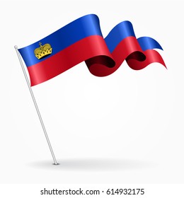 Liechtenstein pin icon wavy flag. Vector illustration.