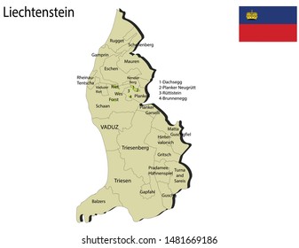 Liechtenstein political map vector illustration