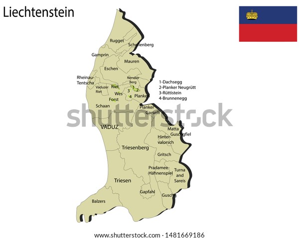 Liechtenstein Political Map Vector Illustration Stock Vector (Royalty