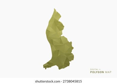 Liechtenstein polygon map vector illustration in low poly geometric style, soft pastel colors with Olive green, clean silhouette on solid background, ideal for infographic.