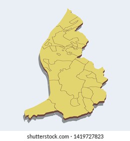 Liechtenstein with provinces borders. High detailed vector isometric illustration