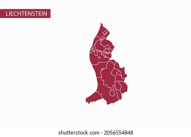 Liechtenstein red map detailed vector.
