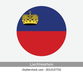 Liechtenstein Round Circle Flag. Liechtensteiner Circular Button Banner Icon. EPS Vector