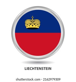 Liechtenstein round flag design is used as badge, button, icon, wall painting