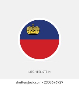 Icono de bandera redonda de Liechtenstein con sombra.