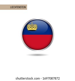 Plantilla de diseño de vectores de bandera redonda de Liechtenstein