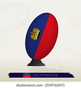 Liechtenstein Rugby Ball on Rugby Kicking Tees with Modern Design. Illustration perfect for sports, national pride, and rugby-related projects.