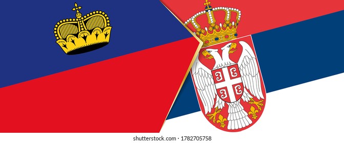Liechtenstein und Serbien Flaggen, zwei Vektorflaggen Symbol für Beziehung oder Konfrontation.