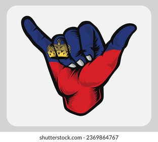 Liechtenstein Shaka Hand Good Vibes Flag