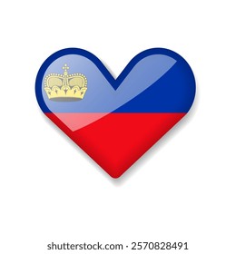 Liechtenstein - Shiny Flag in the Form of Heart. Vector Illustration.