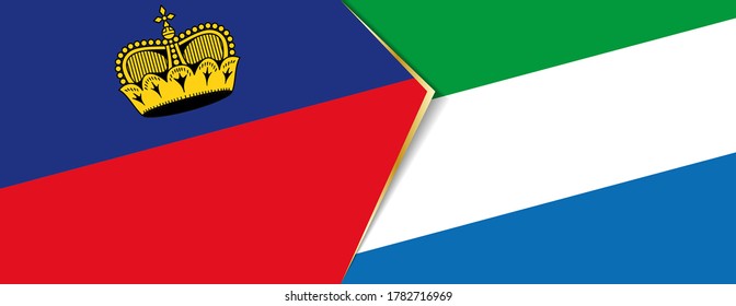 Liechtenstein und Sierra Leone Flaggen, zwei Vektorflaggen Symbol für Beziehung oder Konfrontation.