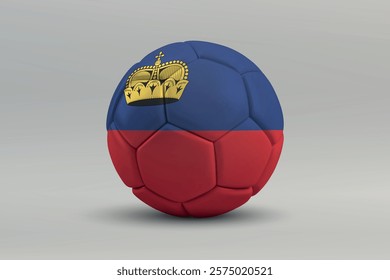 Liechtenstein soccer ball featuring the national flag design on a gray background