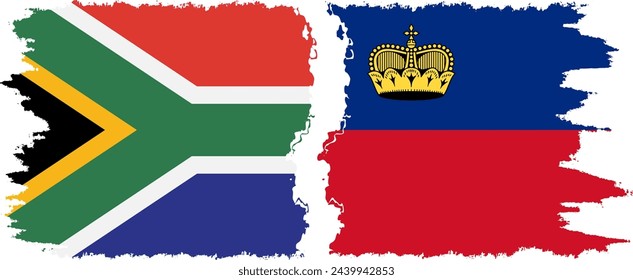 Liechtenstein and South Africa grunge flags connection, vector