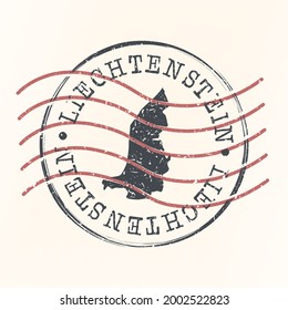 Liechtenstein Stamp Map Postal. Silhouette Seal Roads and Streets. Passport Round Design. Vector Icon. Design Retro Travel National Symbol.